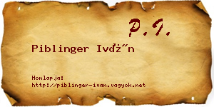 Piblinger Iván névjegykártya